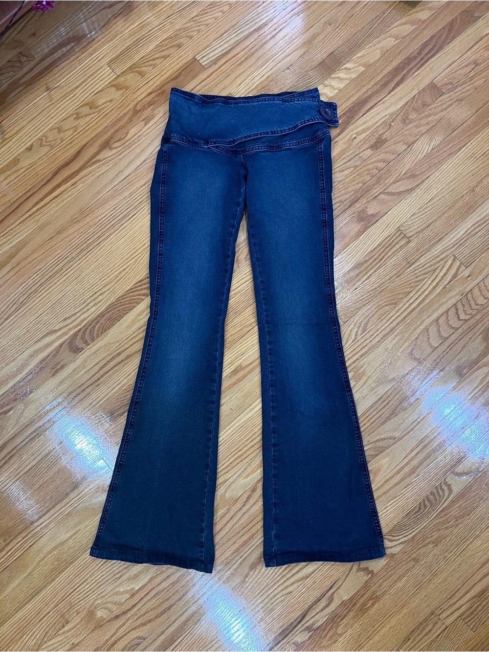 Y2k Ultra Low Rise Dark Blue Women's Flared Jeans